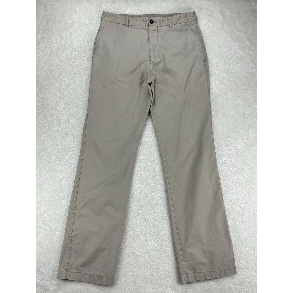 Burberry London Mens Khaki Flat Front Pockets Straight Leg Chino Pants Sz 38R
